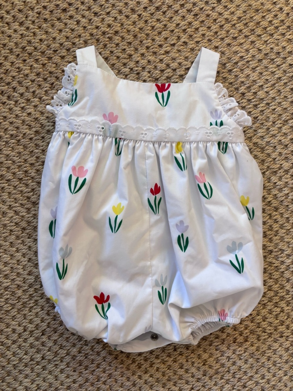 RARE Beaufort Bonnet Co TBBC tulip print baby bubble 6-12mo